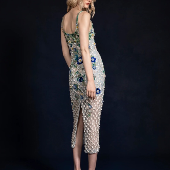 La Fuori 'Aurora' Periwinkle Embellished Midi Dress (NWT) - Picture 2 of 5